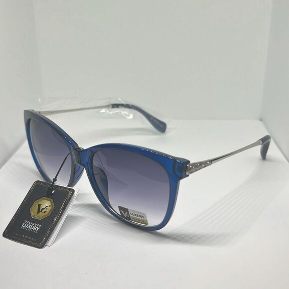 VG Cat Eye Bling Blue Women’s Sunglasses - Picture 1 of 3